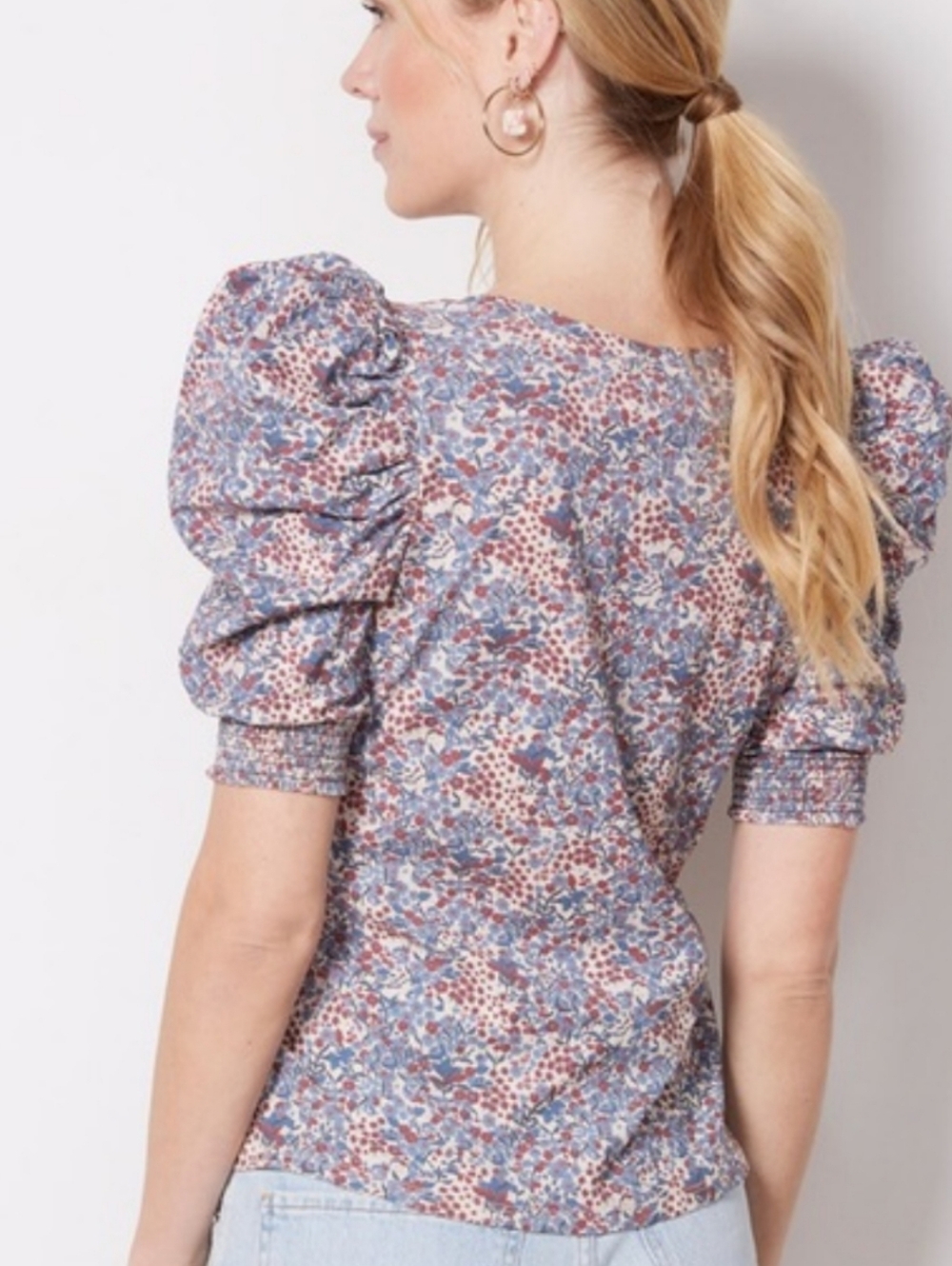 Nation LTD Floral Puff Sleeve Celine Top Size XS NWOT Cottagecore Prairie Chic - Picture 2 of 6